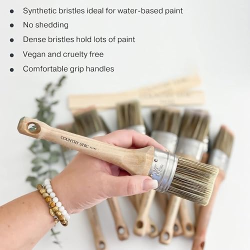 Miniatura 5 de Paquete de pintura estilo tiza + pincel, para muebles, decoración del hogar, manualidades (color: mostaza fresca [pinta - 16 onzas] - amarillo