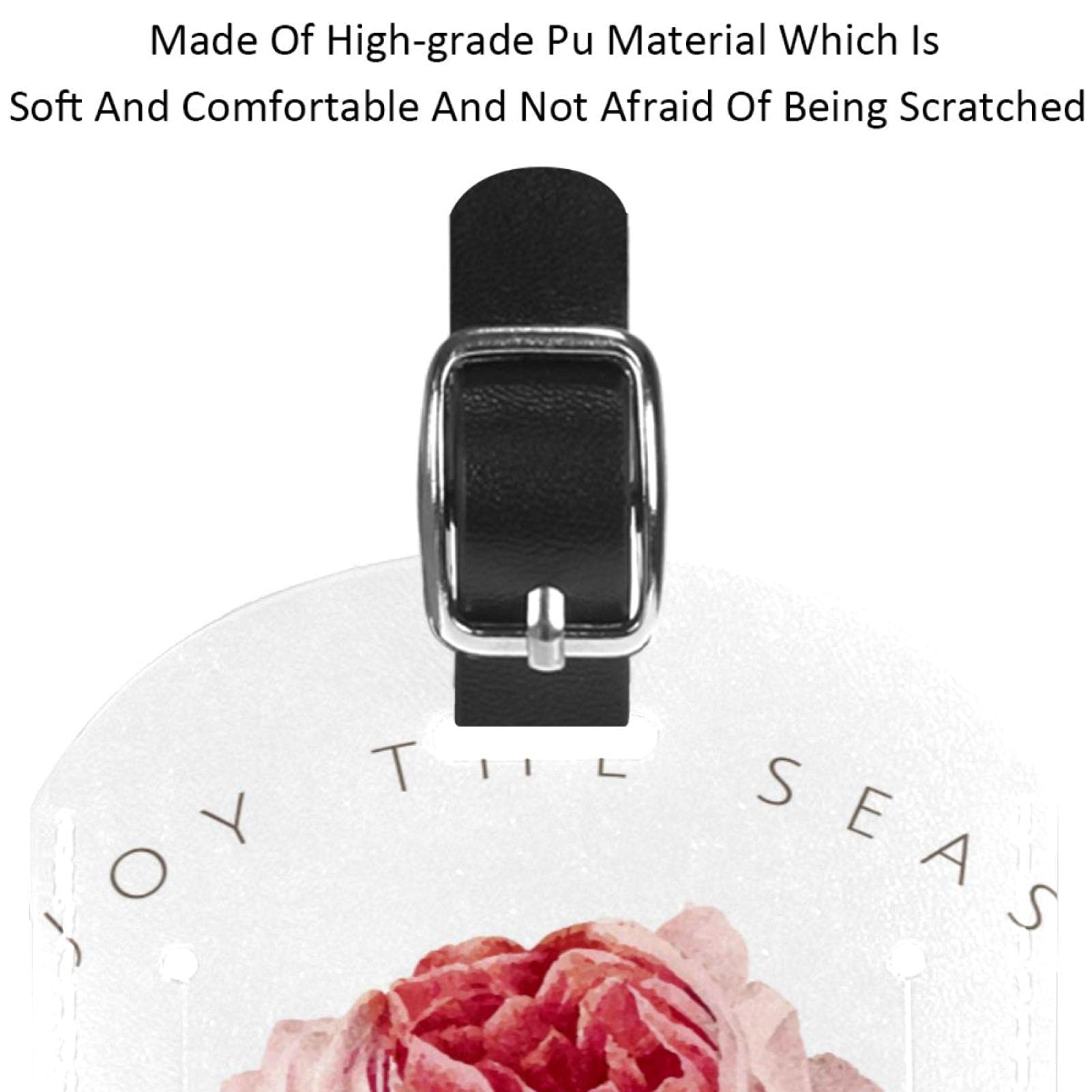 Etichette per bagagli, 2 Pack PU Pelle Bagagli Tag Protezione Privacy Lettera d'Amore Rosa Fiore Sfondo Rosso