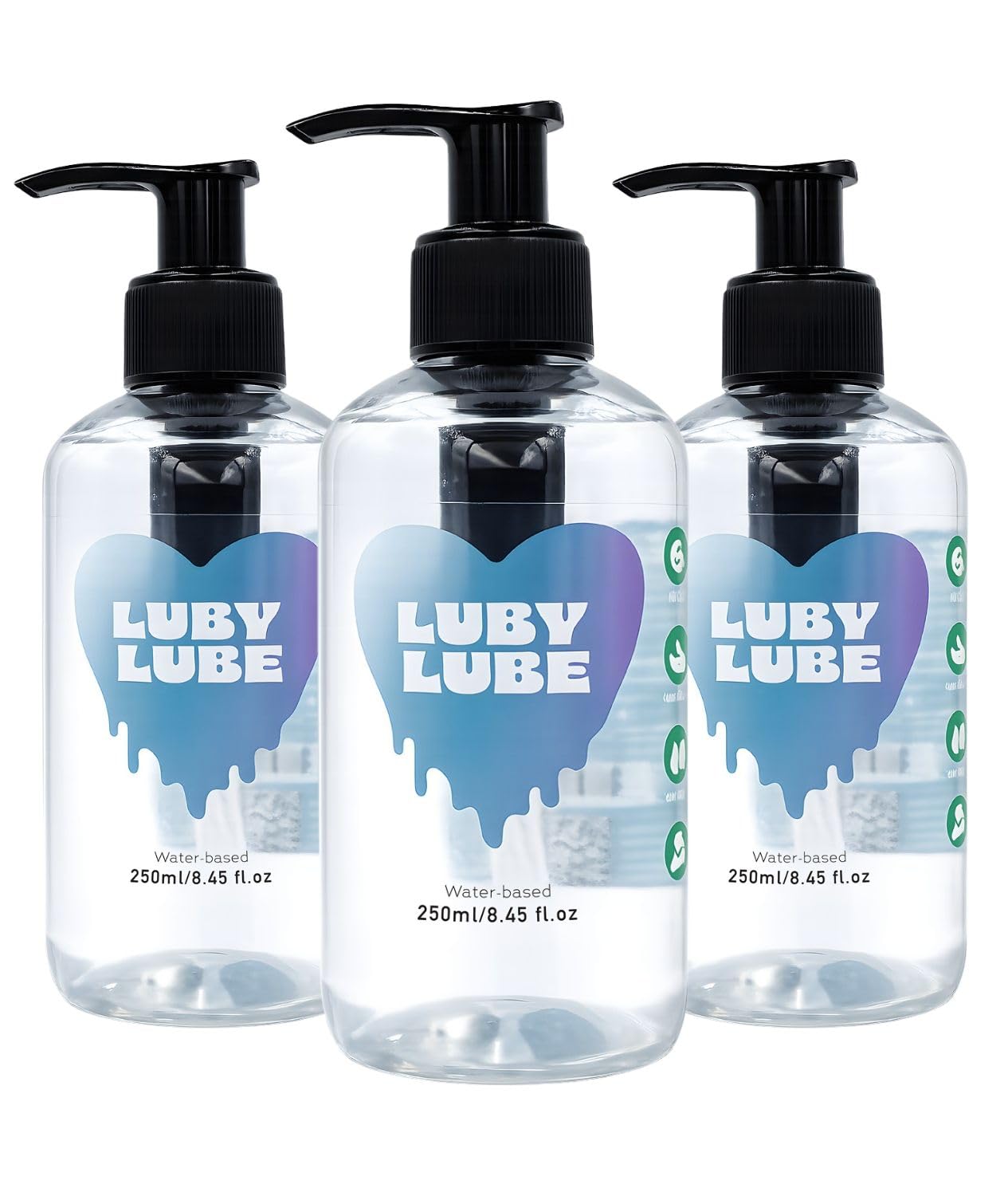 Water Based Personal Lubricant 250ml (3 Pack) – Silky Smooth, Non-Sticky & Long Lasting Unflavoured Sex Lube | Hypoallergenic, Paraben-Free, Condom Safe and Toy Compatible | Suitable for All