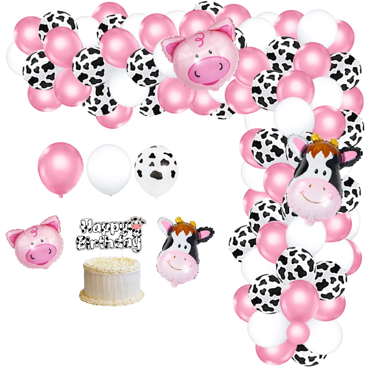 Pink White Cow Balloon Garland Arch, Cowgirl Birthday Party Decorations Cow Balloons for Cowgirl Cows Farm Animals Birthday Wedding Baby Shower Bachelorette Party Decorations