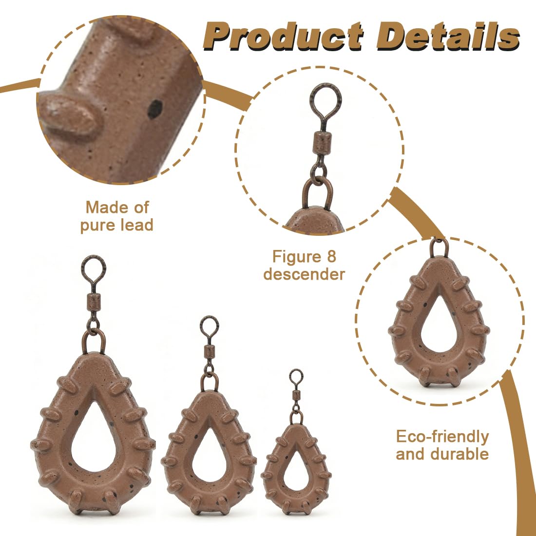 3 Pezzi Pesi Dapesca, Piombi Da Pesca Piombi Pescamare, Piombo Da Pescapesi Piombini Da Pescaforma Di Goccia, Adatto Per Lapesca All'Aperto, Lapesca In Mare, 50 G/60 G/80 G