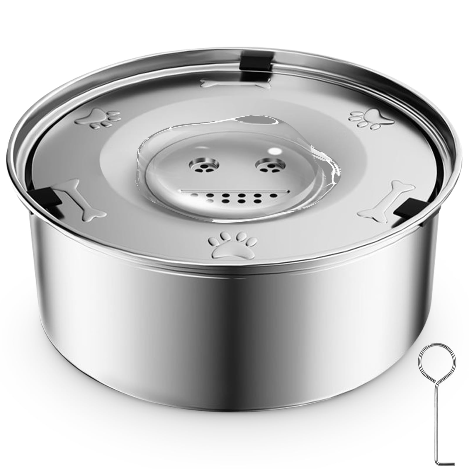 Dog Drinker Stainless Steel 3L, Large Slow Bowl for Pets Non-Slip, Dog Feeder, Floating Water Bowl for Medium to Large, No Spills, Dustproof