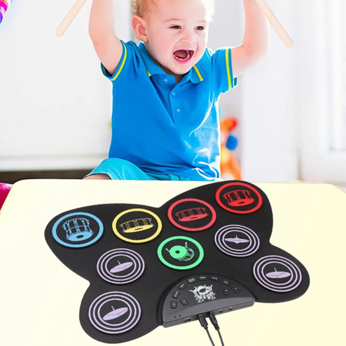Alipis Set Batteria Elettronica Arrotolabile in Silicone 9 Pad Kit Batteria Pieghevole USB Portatile per e Principianti Strumento Musicale da Allenamento per Casa Scuola e Viaggi