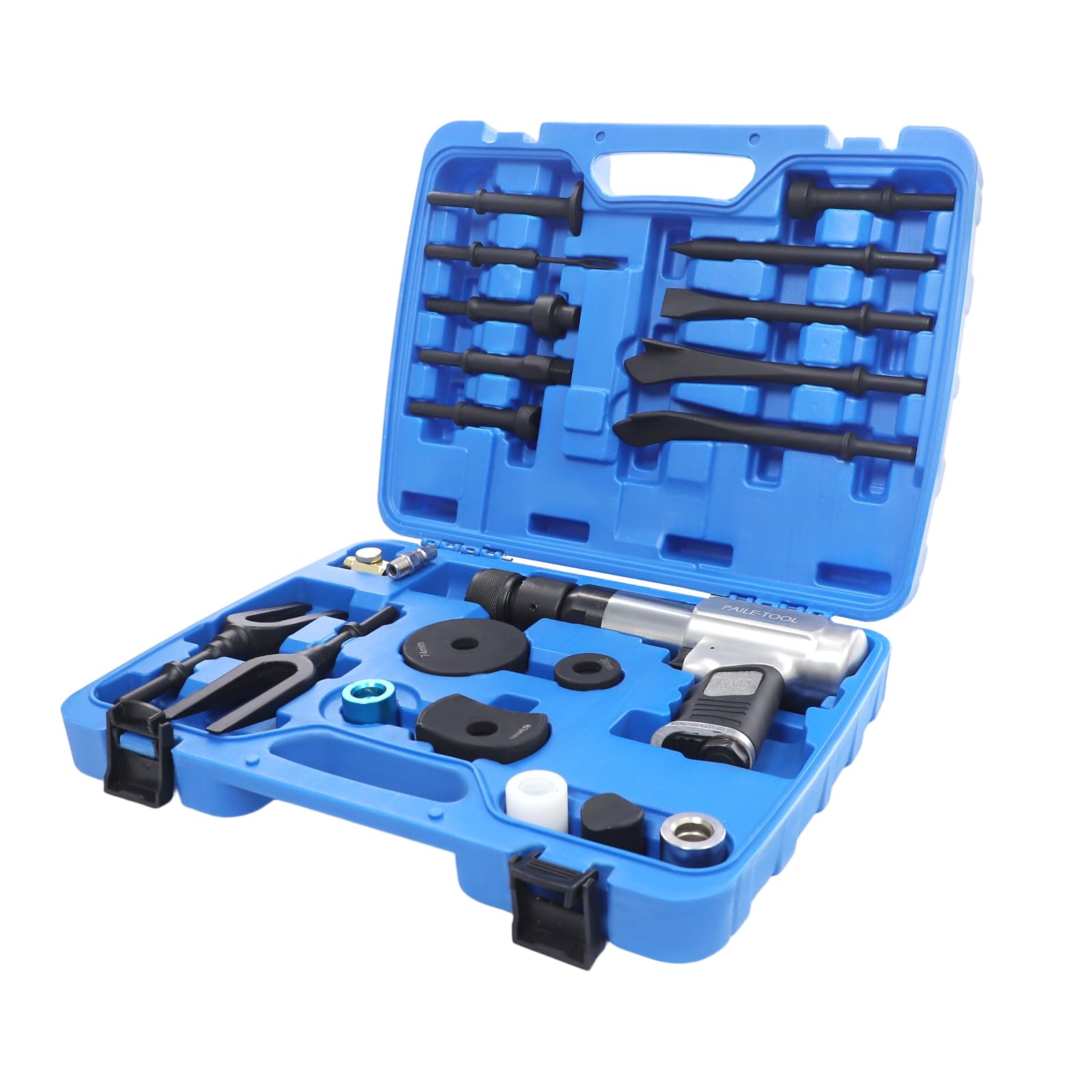 Set di martello scalpello ad aria compressa, multiuso, 2200 giri/min, martello scalpello ad aria compressa, con teste a pala, separatore per giunti sferici, punte liscianti e borsa per il trasporto