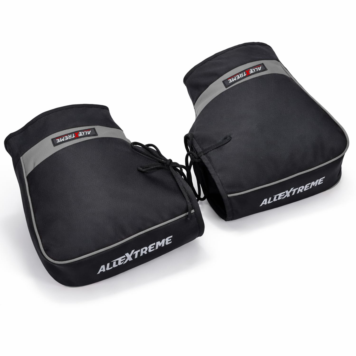 Allextreme ZOJI LA Motorcycle Handlebar Muffs Wind and Snow Resistant Durable Thermal Insulated Soft Warm Winter for Bike Snowmobile Motorbike Grips & Levers (1 Pair, Black & Grey)-image-15