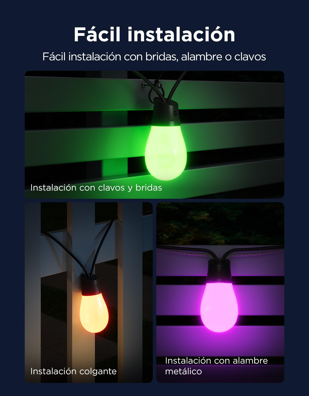 Govee Guirnalda Luces Exterior 15M, RGBICW 65lm pro LED, App Control, IP66 | 16M Colores DIY, 111+ Modos de Escenas, Sync Música, Matter/Alexa/Google, 25000h, Instal. Fácil, Jardín/Balcón/Terraza
