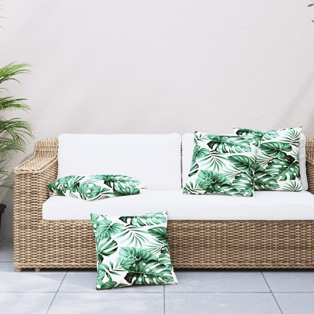 Set di 4 cuscini per divano da 60 x 60 cm, motivo a foglie, in poliestere, in fibra cava, impermeabili, per giardino, balcone, soggiorno