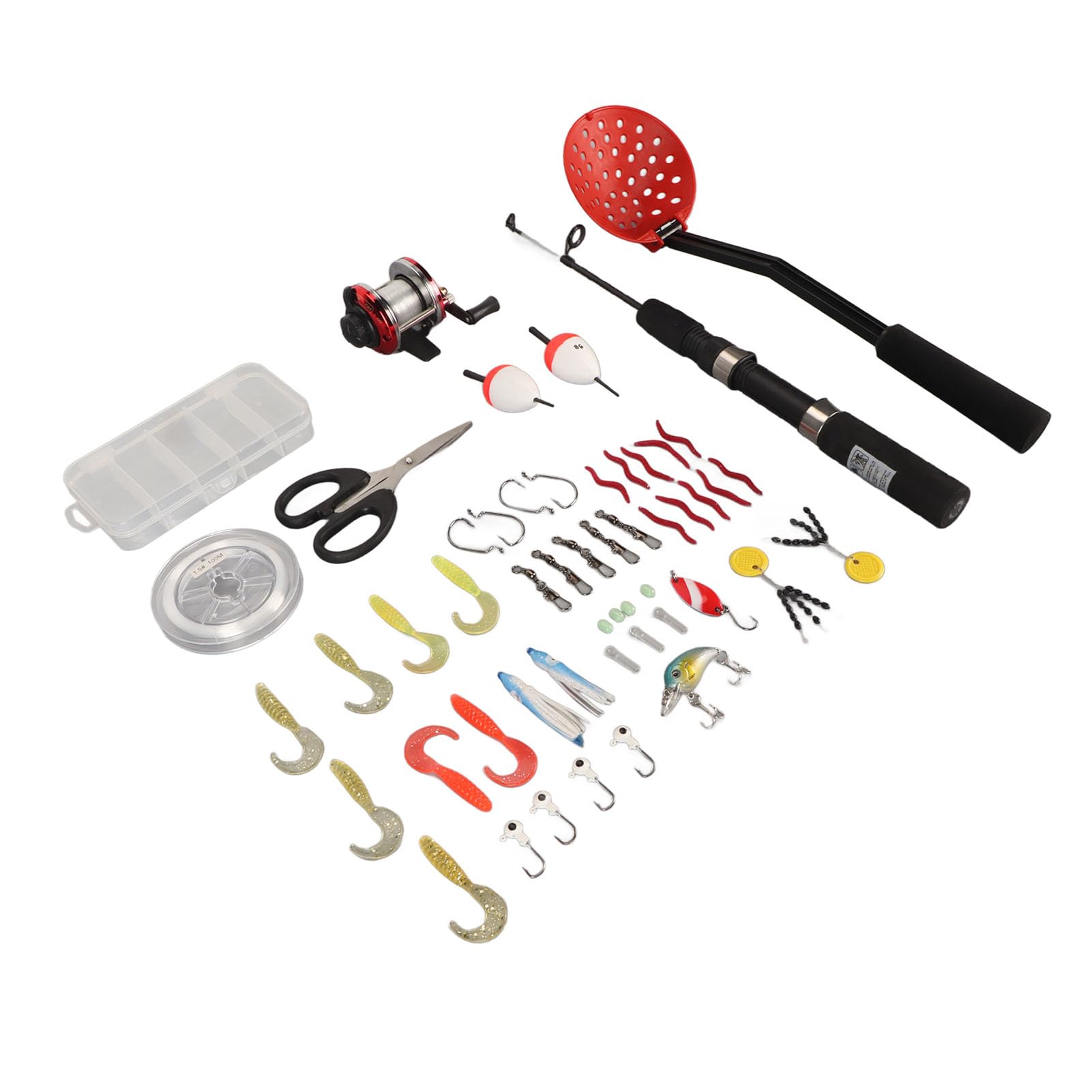 Eisangelrute, 50 cm, Angelrolle, Löffel, komplettes Set mit Tasche für Angelausrüstung, Eismaterial, Komplett-Set
