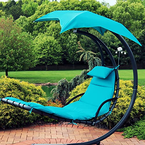 Sunnydaze Outdoor Hanging Lounge Chair Replacement Cushion And Umbrella Fabric - Teal #TOP1