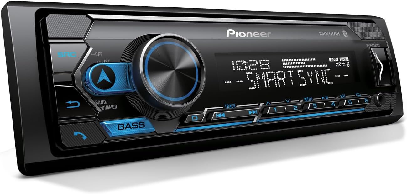 MVH-S322BT Bluetooth Car Stereo with USB/AUX Inputs, Smartphone Connectivity, Pioneer Smart Snyc, and Hands-Free Calling for Enhanced in-Car Audio Experience