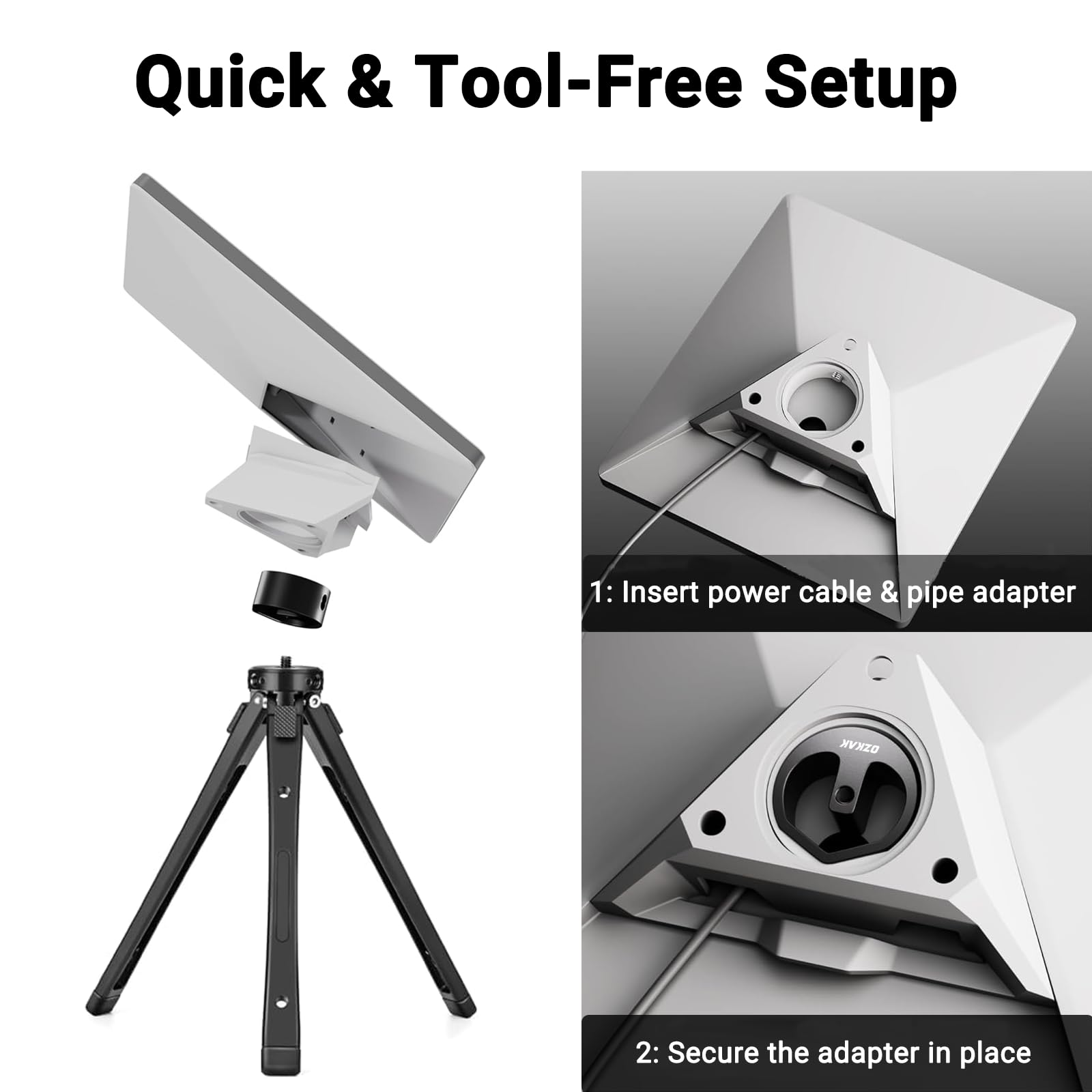 Starlink Mini adapter statywu 2025 – kieszeń z podwójną głębokością pasuje do nowych i starych adapterów rurowych - 1/10.2 cm-20 i 3/20.3 cm-16 kompatybilność ze statywem - idealny na kemping, do
