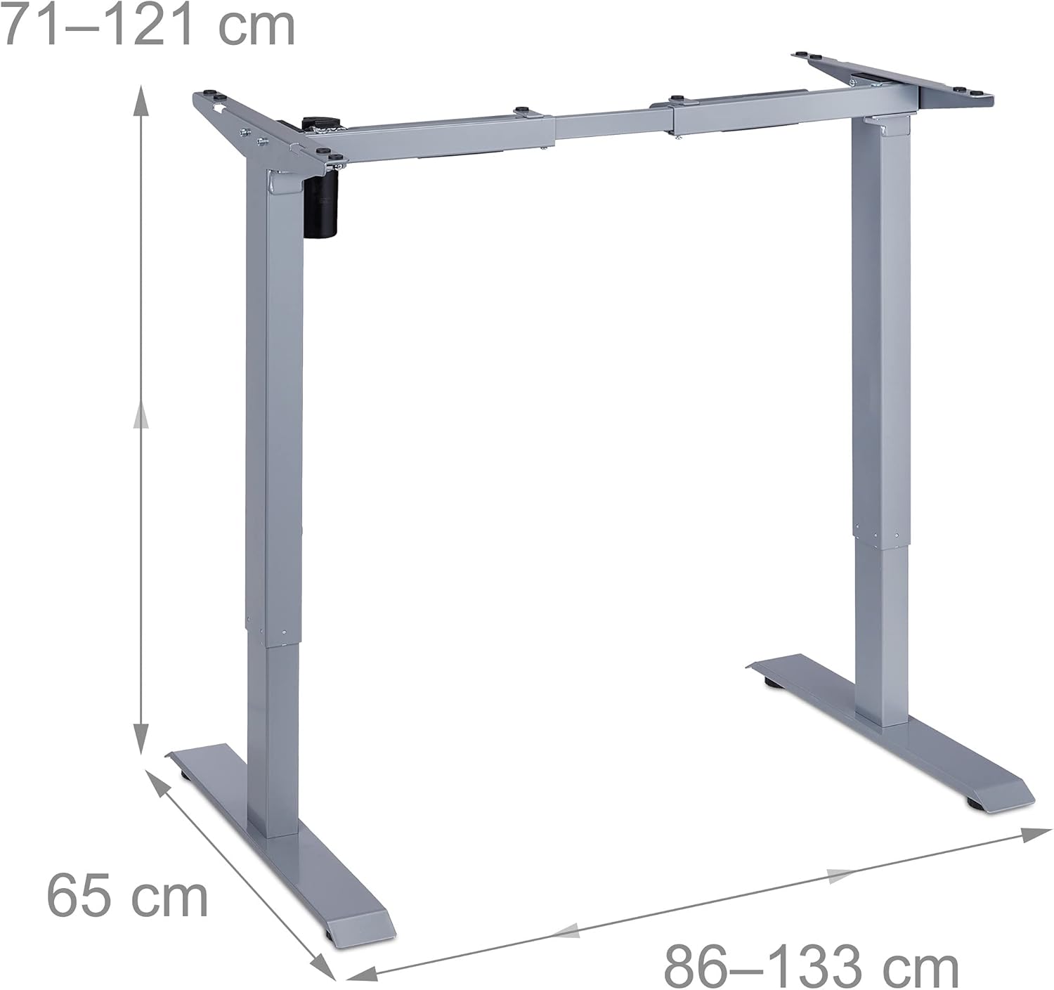 Diagram of the desk frame with height and width dimensions.
