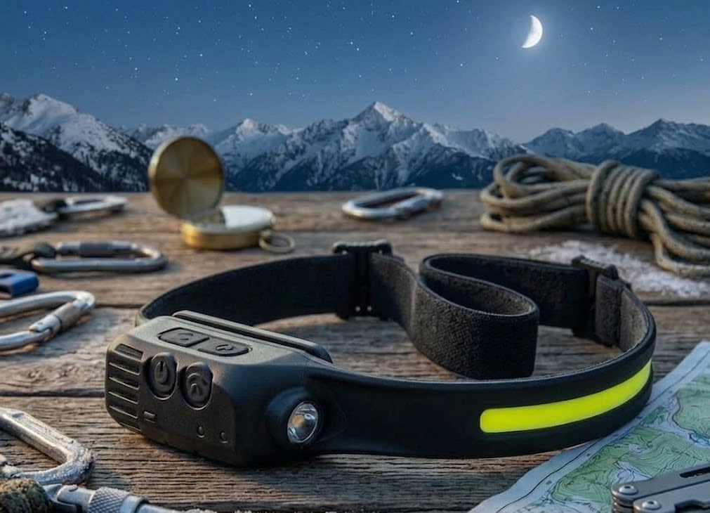 Sakar Rechargeable LED Headlamp with Motion Sensor, 230° Wide Angle COB Light, 5 Modes, Waterproof Head Torch for Night Fishing, Outdoor, Repairs & Power Cuts-picture-13