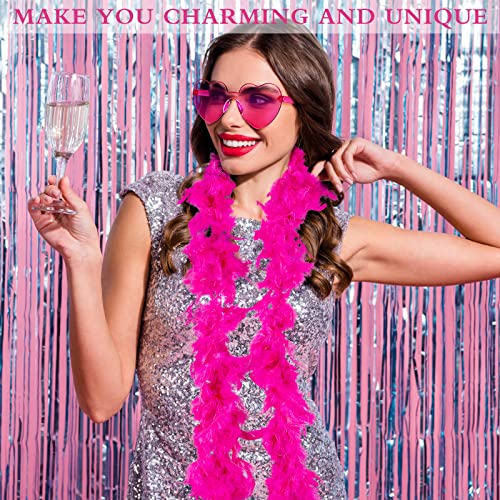 Colored Feather Boas For Party Bulk Heart Shaped Sunglasses Trendy Heart Glasses 6Ft Boas Costume Women Bachelor Party Favors (12 Pcs, Rose Red) #TOP4