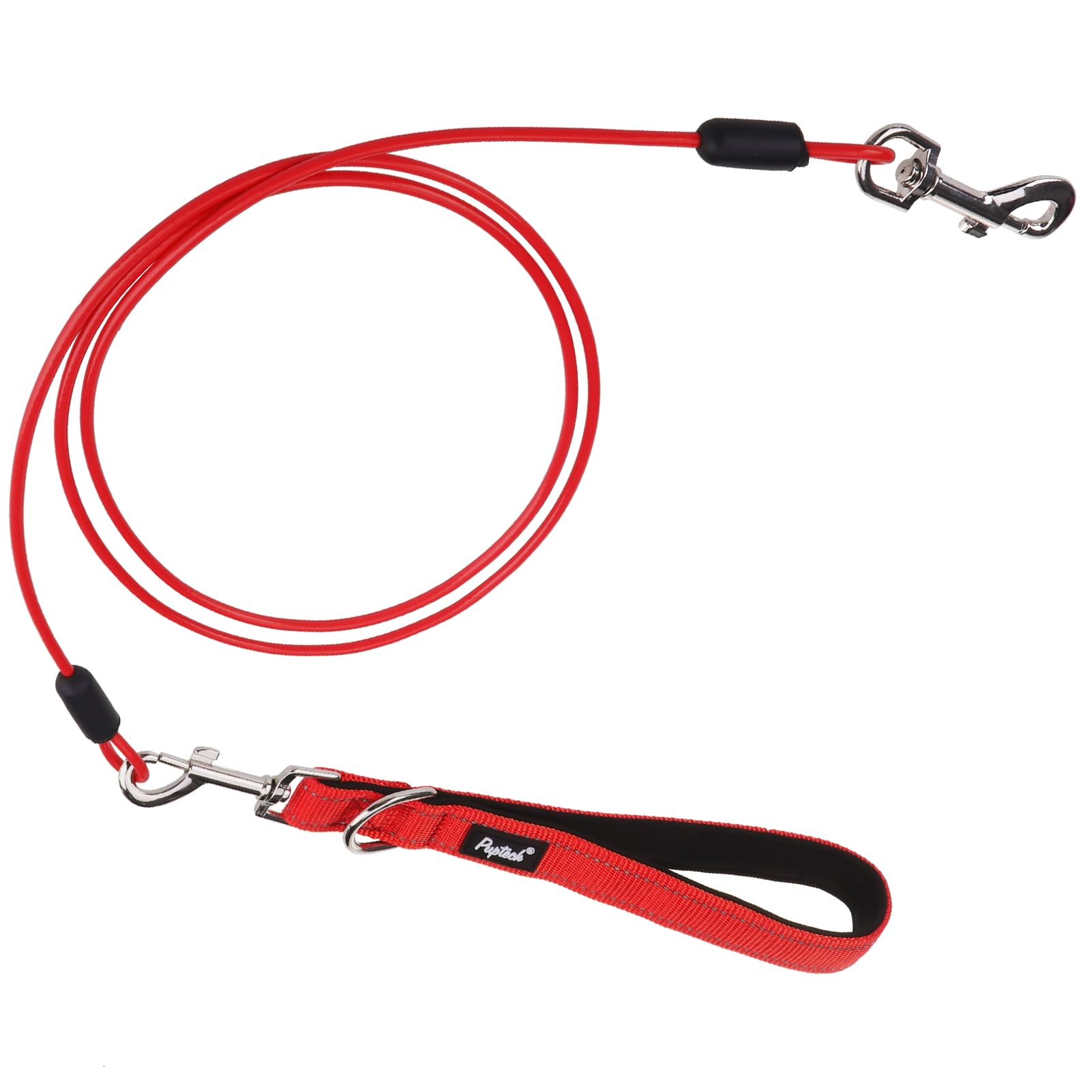 PUPTECK Chew Proof Dog Leash for Small Medium Large Dogs, Heavy Duty Dog Leashes with Padded Handle, Steel Cable Lead with Detachable Short Leash for