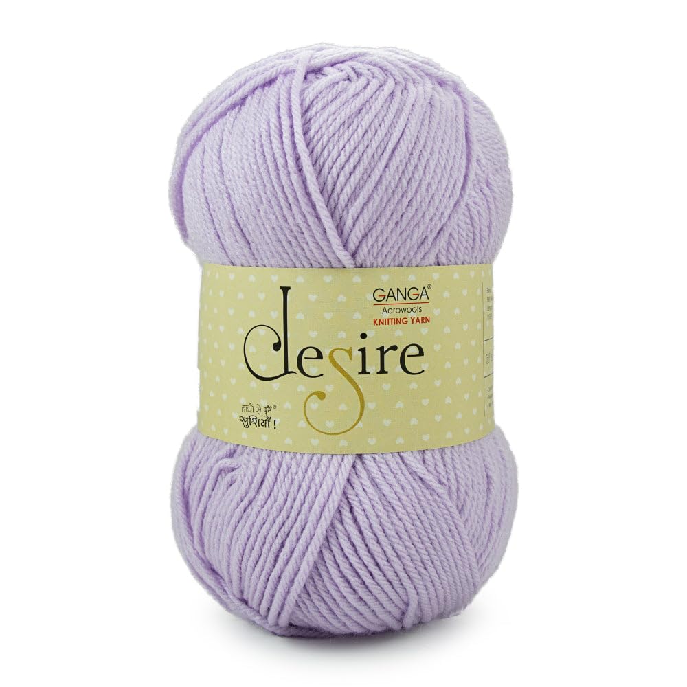 Ganga Acrylic Desire Knitting Yarn premium wool Ball (Pack of 1 ball - 100grams) idle for Hand Knitting and Crochet thread for Art&Craft, Baby Wear, Blankets, Ponchos Mufflers, Caps; Available in multi colours (DSR009 - Witch Purple)
