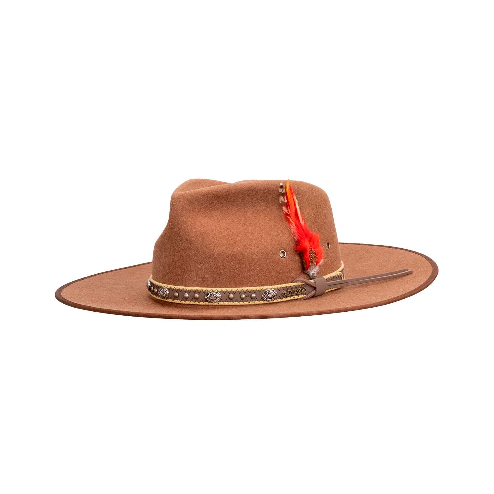 Outback Trading Company 1114 Unisex Swan UPF 50 Water-Resistant Satin-Lined Western-Style Wool Hat w/Embellished Hatband