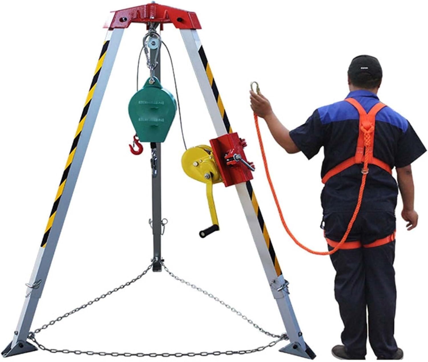 HynJGih Emergency Tripod Pulley Hoist System With 2600lbs Winch Lifting Appliance