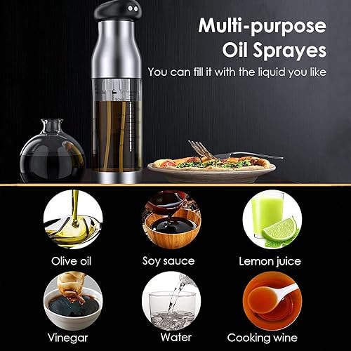 Miniatura 4 de TINMIX Pulverizador de aceite para cocinar, boquilla de doble boquilla rociador de aceite de oliva y pulverizador de vinagre, rociador de doble
