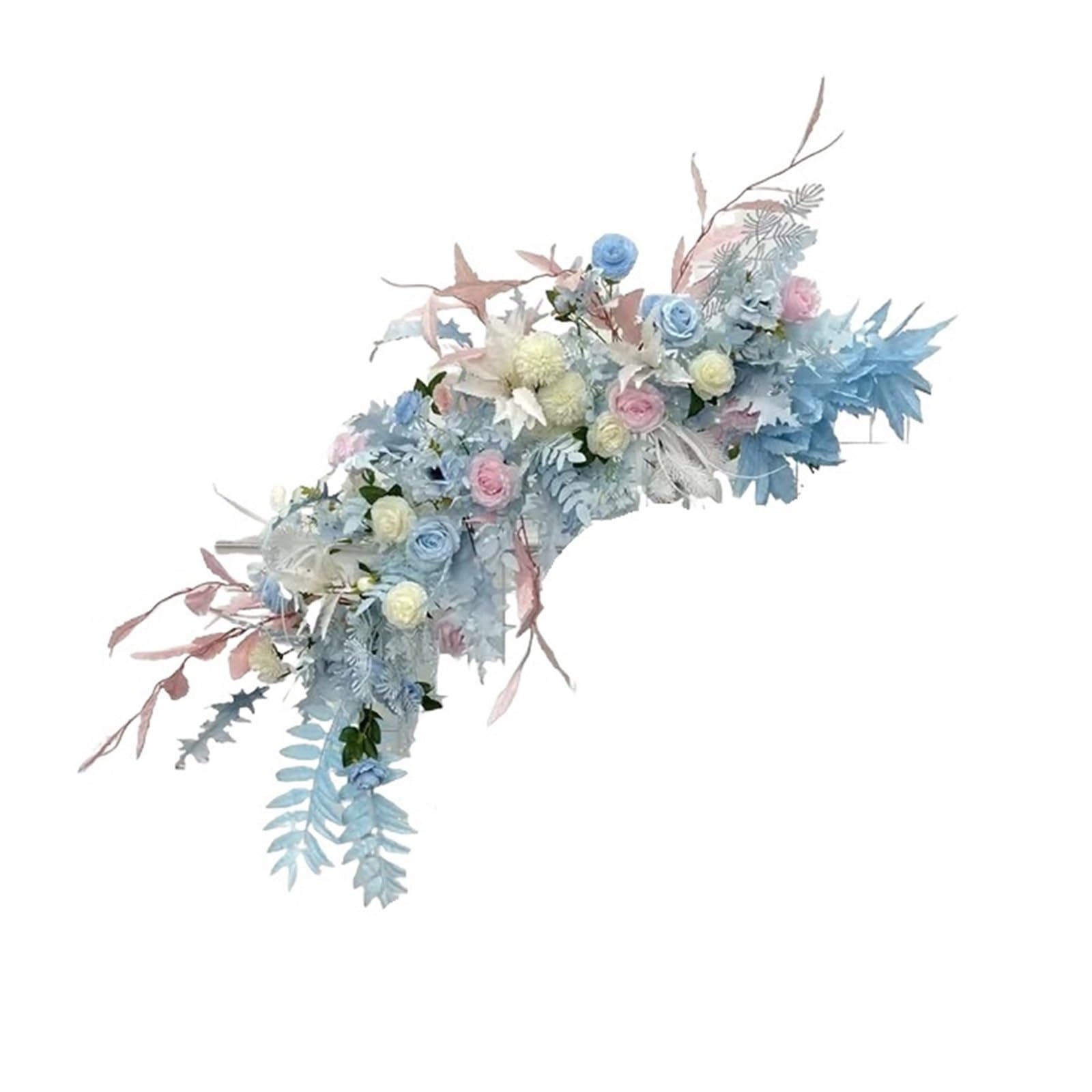 Flower Arch Wedding Flower Simulation Artificia Silk Flowers Arch Round Art Window Decoration Props T Stage Leaf Hanging(Color8 L)