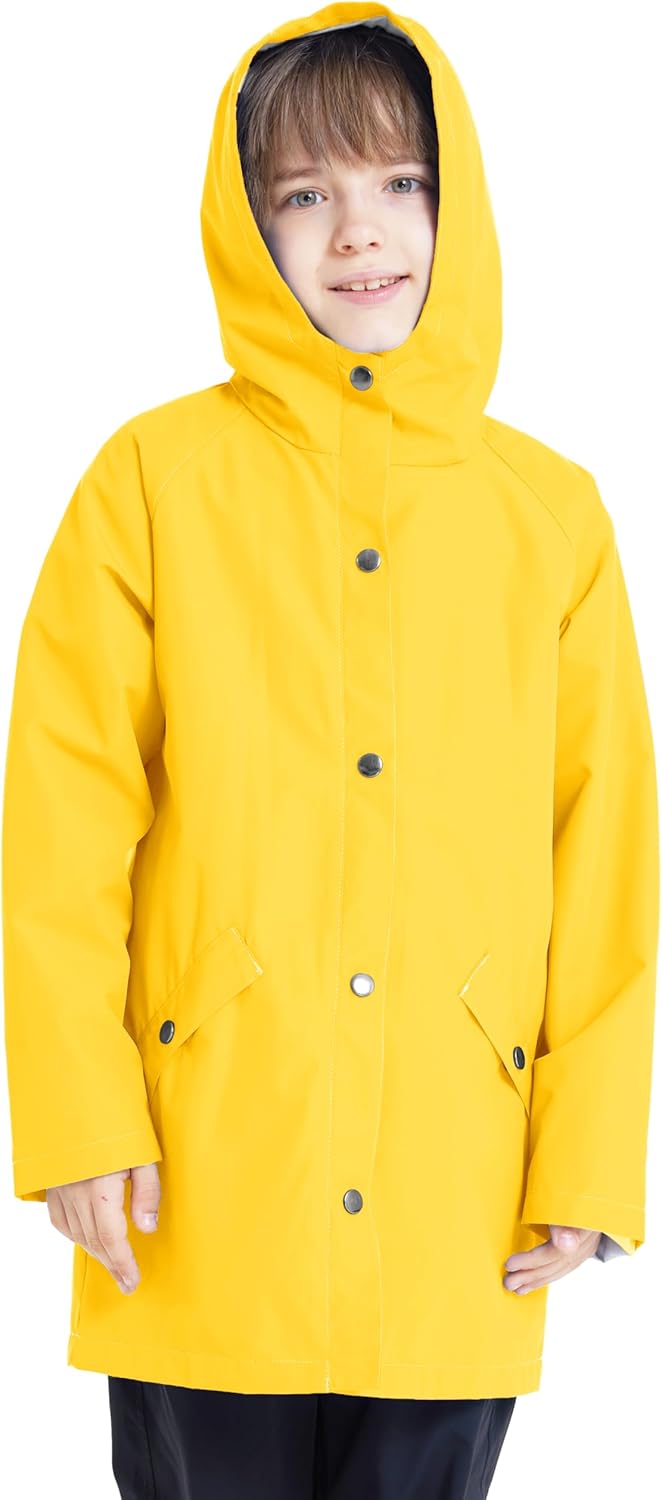 wantdo Boys & Girls Waterproof Rain Jacket Lightweight Rain Coat Hooded Windbreaker - Image 2