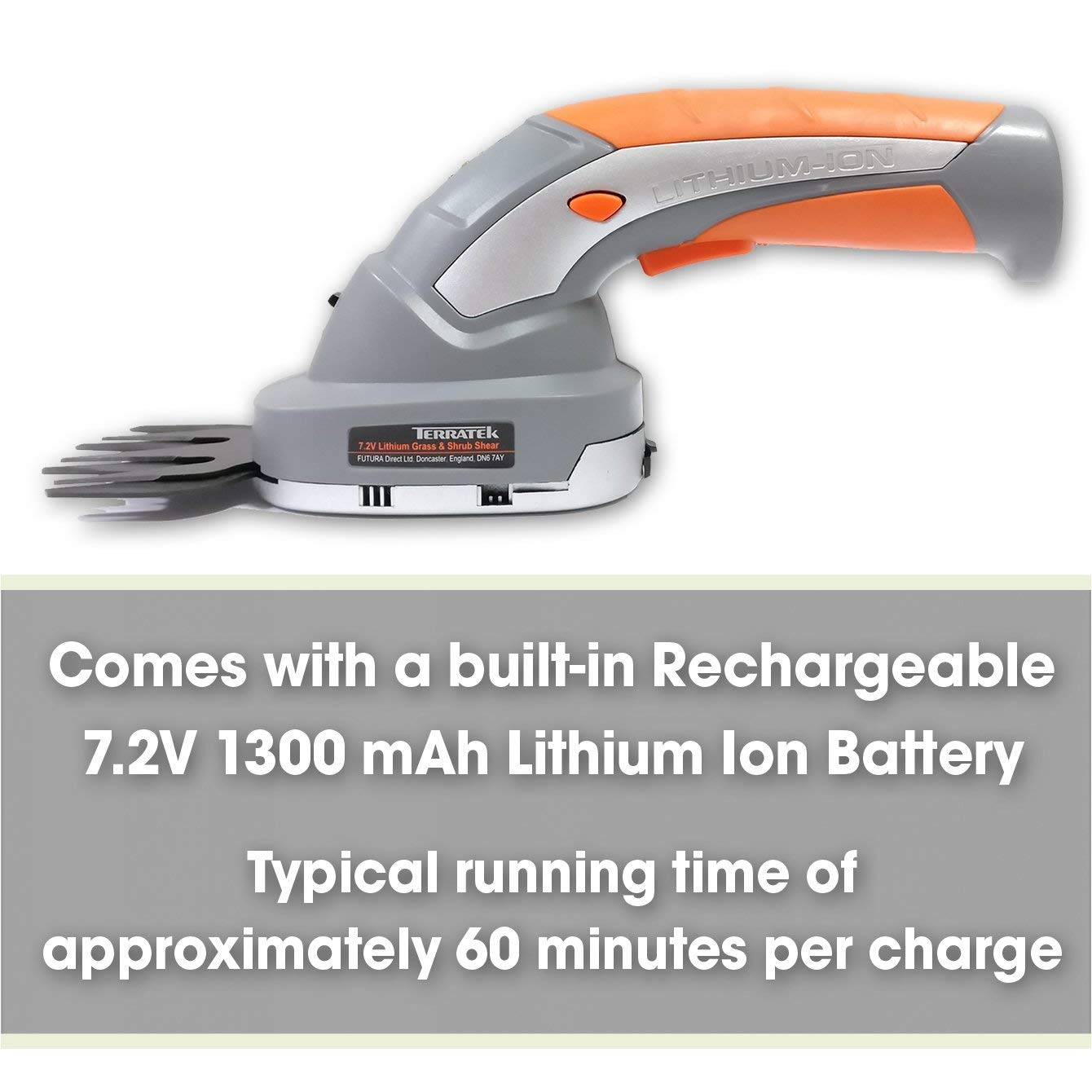 Terratek 2 IN 1 Pro 7.2V Telescopic Cordless Hedge Trimmer Built in