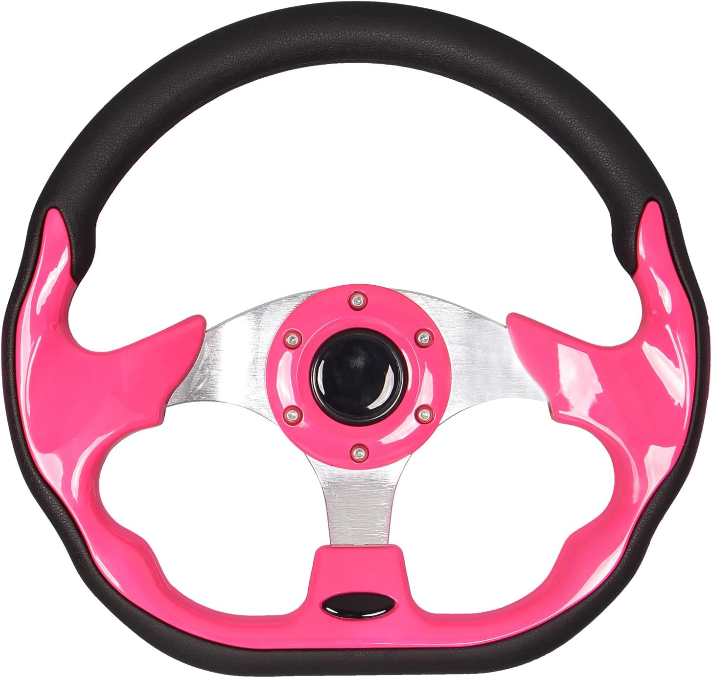 Carbon Fiber Grip Golf Cart Steering Wheel with Silver Aluminum Frame Universal Fit for Golf Cart Club Car DS and Precedent EZGO RXV & TXT, Yamaha
