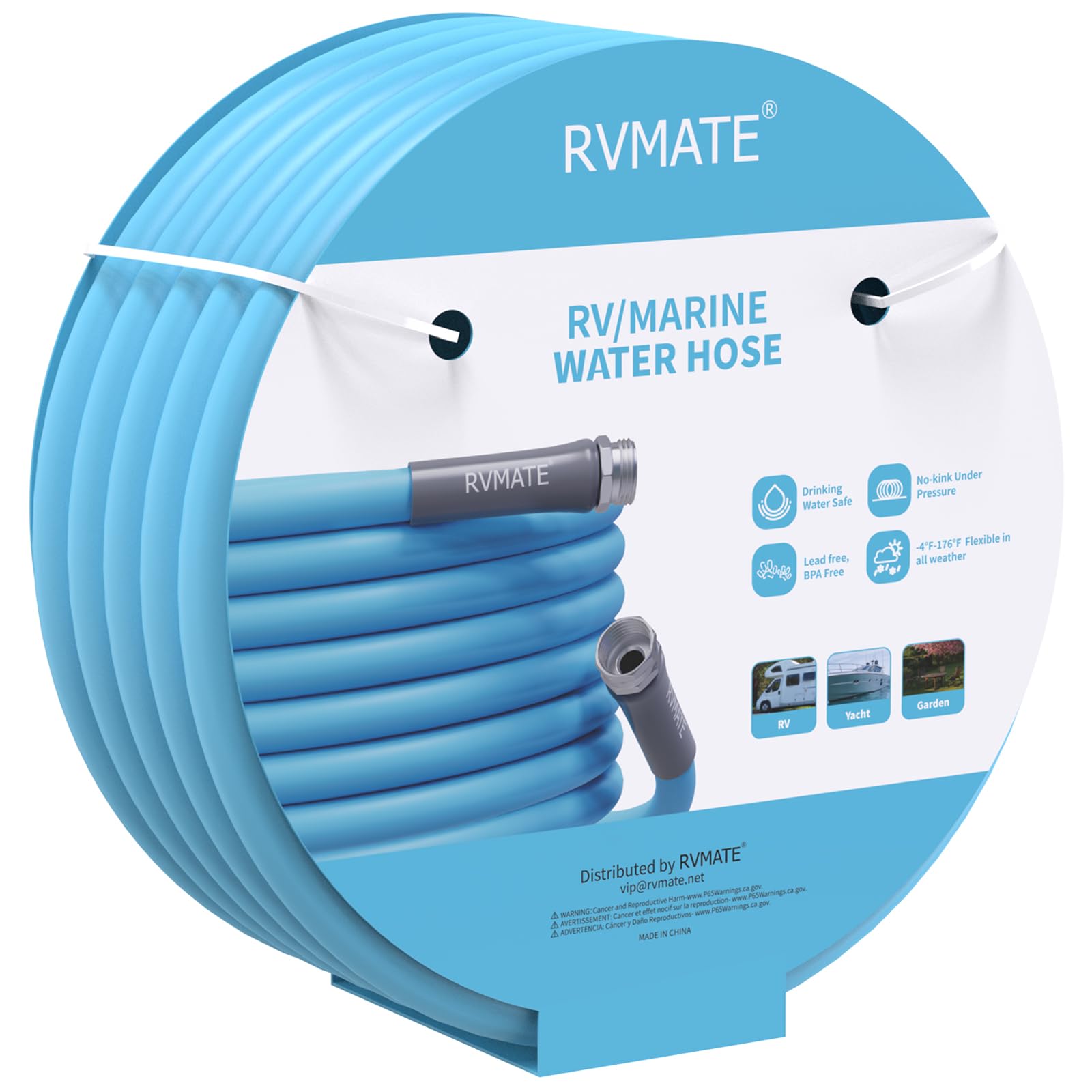 RVMATE Tubo dell'acqua per camper da 20,9 m, diametro interno 1,5 cm, senza piombo, senza perdite, tubo da giardino per camper, rimorchi, campeggio, accessori per camper