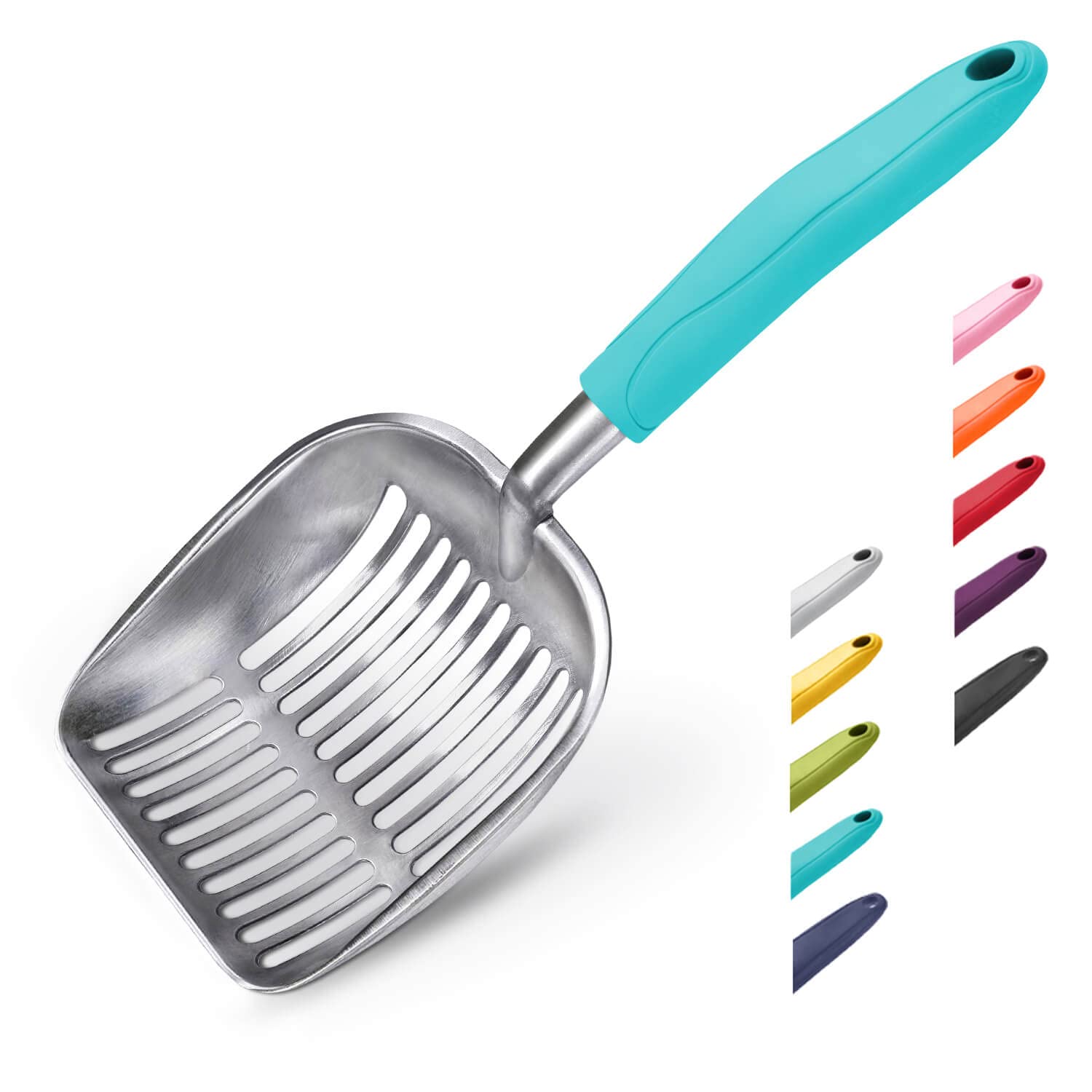 WePet Cat Litter Scoop, Aluminum Alloy Sifter, Kitty Metal Scooper, Deep Shovel, Long Handle, Poop Sifting, Kitten Pooper Lifter, Durable, Heavy Duty,