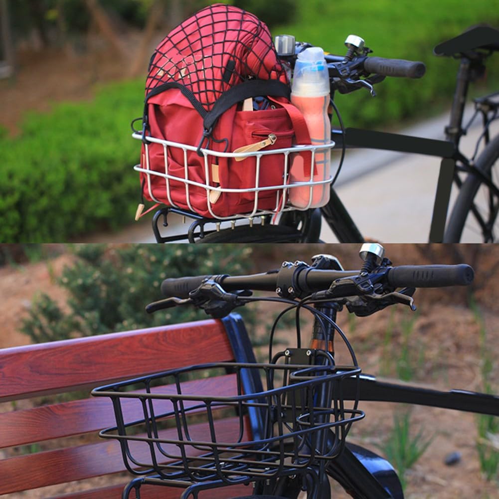 Cesta delantera de aleación de aluminio para bicicleta con soporte para botella de agua, fuerte capacidad de carga, para un diseño compacto, apto para bicicletas de montaña y ocio
