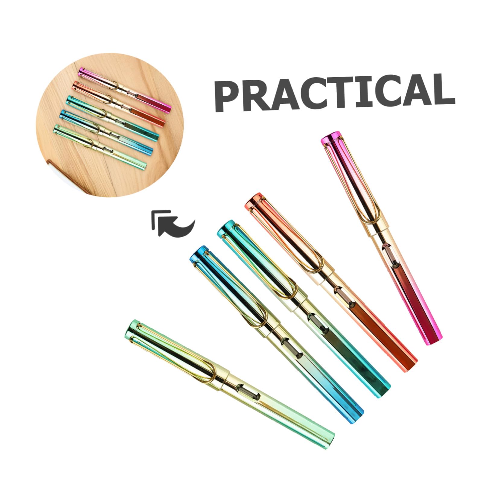 5er Pack Füller aus Kunststoff und Metall Glatt Schreibend Nachfüllbar mit Tintenbeuteln 5 Stück für Schüler und Kalligraphie