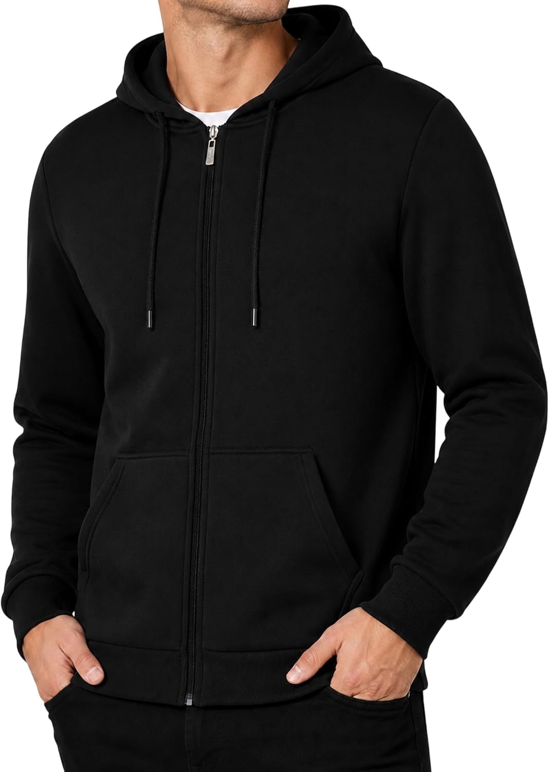 Men's Full Zip Hoodie Casual Long Sleeve Hooded Sweatshirt Fleece Drawstring Zip Up Jacket with Pockets