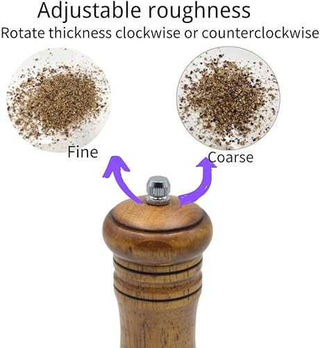 Miniatura 2 de Juego clásico de molinillo de sal y pimienta, molinos de sal y pimienta recargables, molinillo de sal de madera de roble Maual, molinillo de