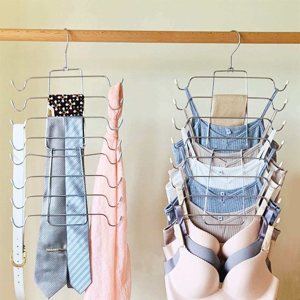 2 Piezas Tank Top Closet Organizador Perchas Ropa Interior Organizador de Almacenamiento Sujetador Percha para Ropa de Bufanda (+ Plata)
