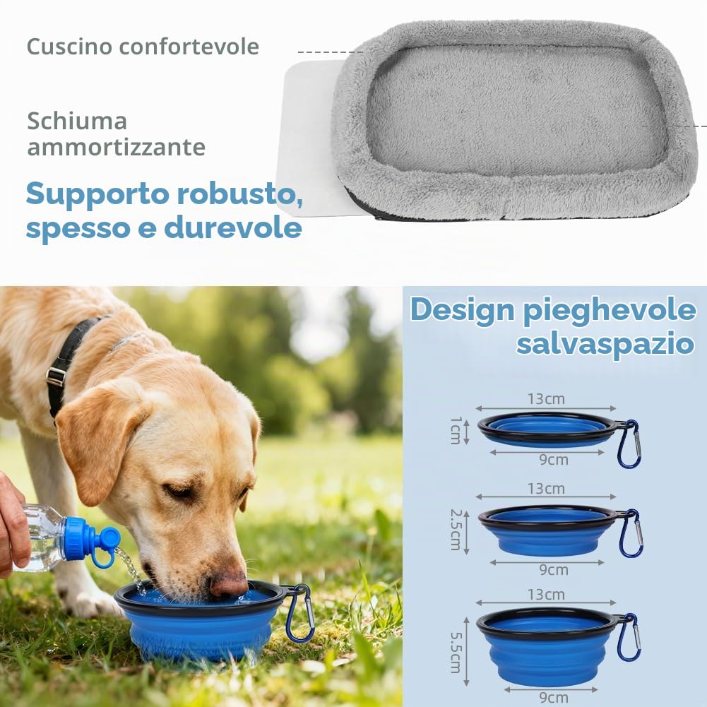 Trasportino per Cani e Gatti, con Ciotola per Animali Domestici | Gabbietta Morbida per Animali Domestici, Bo,te de Transport Pliable per Cani, Adatto per viaggi in auto/treno/aereo