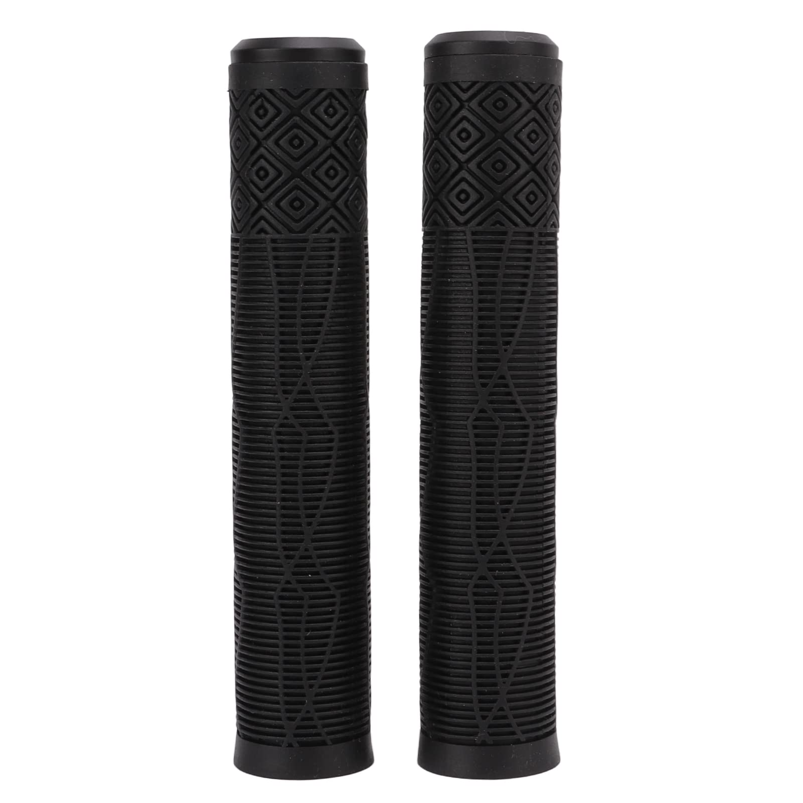 2PCS Bikes Handle Grips, Soft TPE Rubber Bikes Handlebar Grips, Avoid Slip Bikes Hand Bar End Grips with Lock Bar End, Mountain Bikes Handle Bar Grips for 23mm Handlebar(Black)