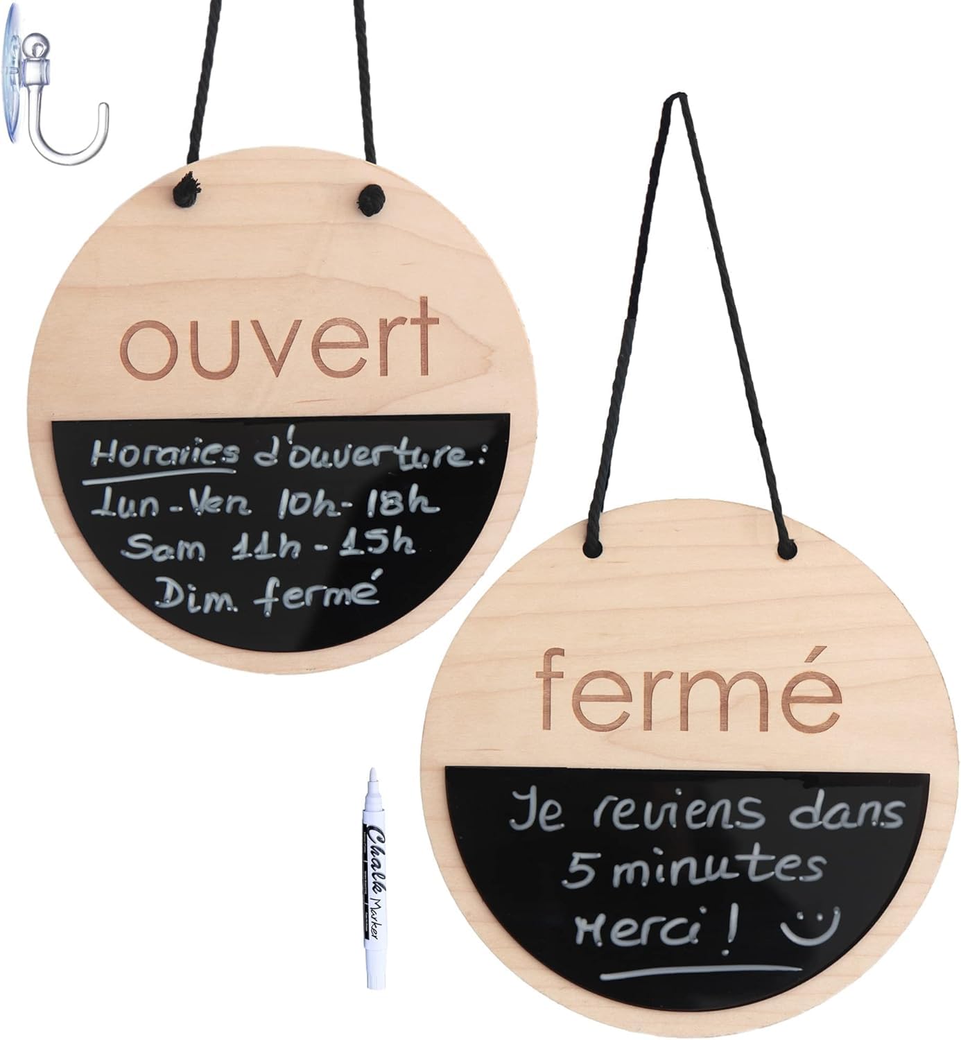 Panneau Fermé Ouvert avec Tableau Noir pour les Magasins, les Entreprises, Panneau d'ouverture heures