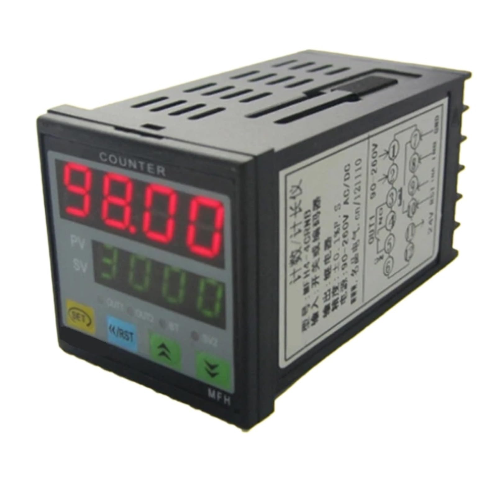 Zählerlängenzähler, 4 digitale multifunktionale 90–260 V AC/DC voreingestellte Relaisausgänge