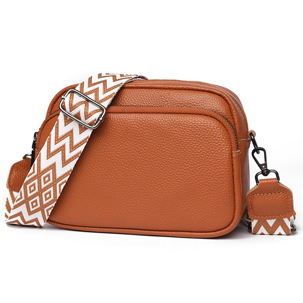 TIAASTAP Damen Umhängetasche Klein Leder Handtasche Crossbody Bag Crossbag Schultertasche Damen Tasche Moderne Taschen mit breitem Schultergurt und 3 Fächern