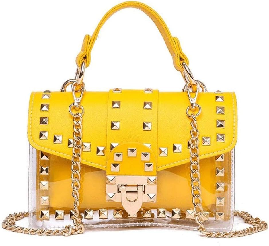 Transparent Candy Color Tote Bag - Jelly Girl Mini Chain Shoulder Messenger Purse Wallet