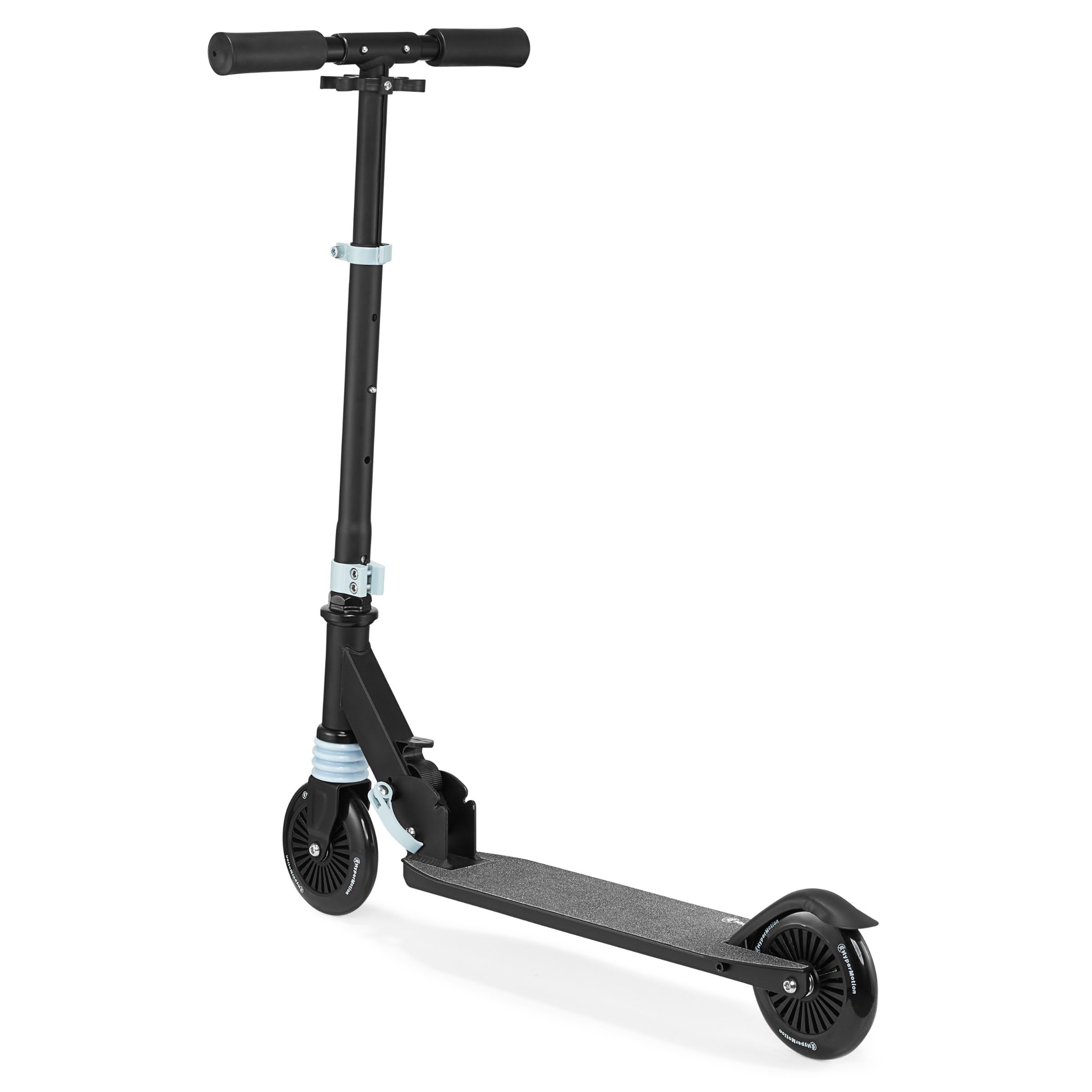 HyperMotion Monopattino Bambini Pieghevole, Modello Wally a Spinta con Ammortizzatore Anteriore, Manubrio Regolabile e Ruote 125 mm, Monopattino 2 Ruote per Bambini 4+ Anni, Nero e Blu