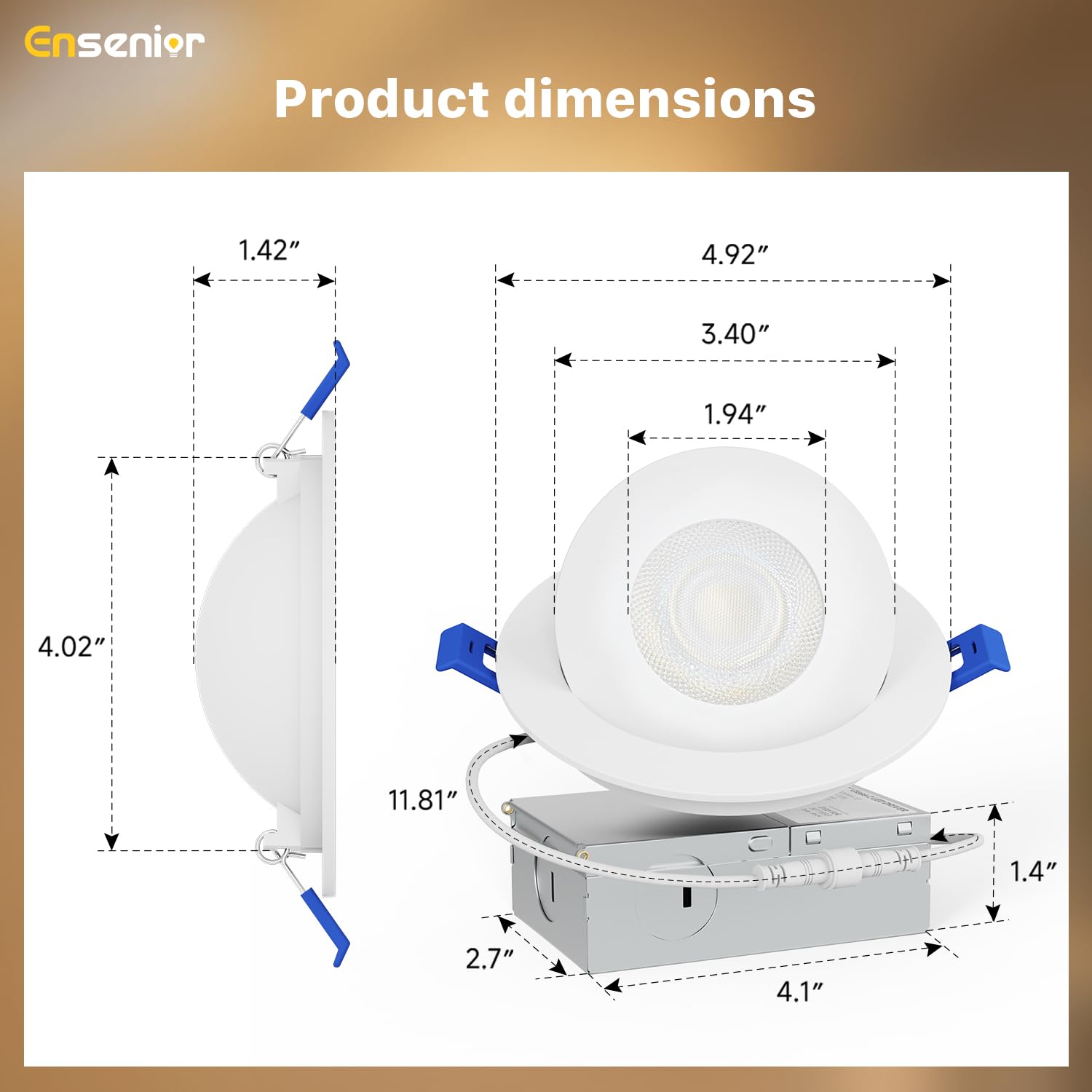 Ensenior 4" Gimbal LED Recessed Lights - 4 Pack -7