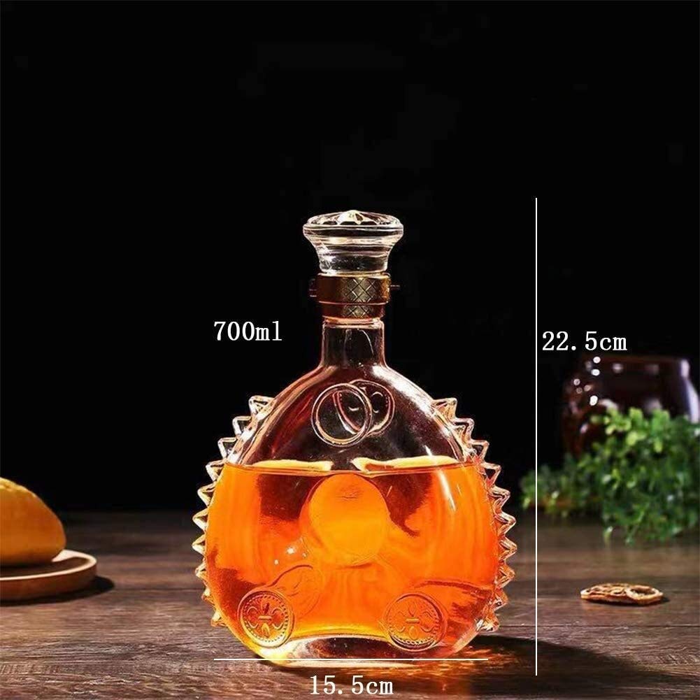 Karafka do whisky i zestaw kieliszków, szklana karafka do wina z korkiem, stojak Hanade szklany dozownik wina, karafka do whisky, karafka alkoholowa do alkoholu (rozmiar: 2)