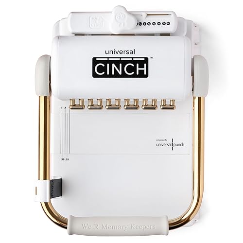 Vista 11 de We R Memory Keepers, Máquina encuadernadora de libros de cincha 2, rosa/blanco, diseño fácil de usar con regla deslizante, compatible con bobinas