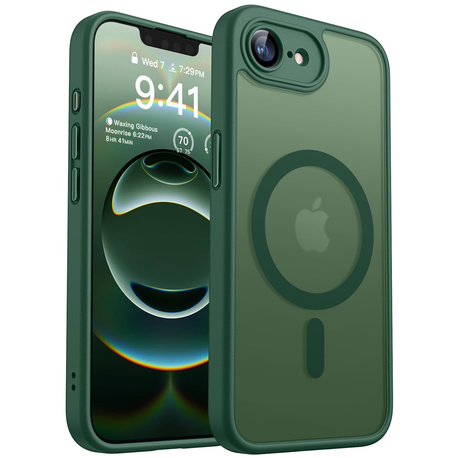 CANSHN Magnetic for iPhone 16e Case, Upgraded [Full Camera Protection] [Compatible with Magsafe] [Translucent Matte] Shockproof Protective Phone Case for iPhone 16e - Deep Green