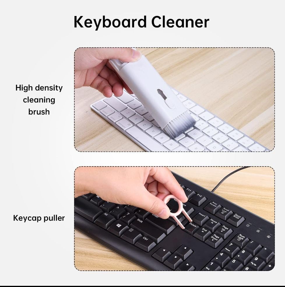 Image of 7 in 1 Laptop Cleaning Kit | Keyboard Cleaning Brush with Keycap Puller, Gap Duster & Spray Bottle | Multi-Function Gadget Cleaning Tools for Laptop, Monitor, Keyboard, Earphones & Electronics