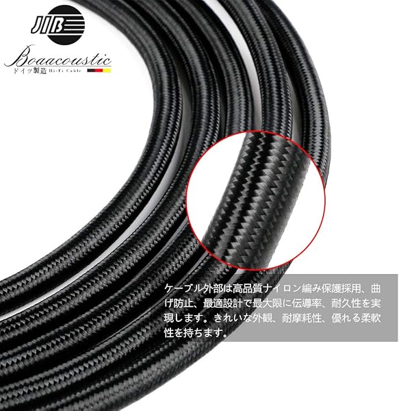 BOAACOUSTIC AUXオーディオケーブル標準3.5 mmオス to 3.5mmステレオミニプラグ ヘッドホンケーブル/車/iPhone/Android/ホームシアタ等対応/長さ5m - 3