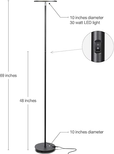 Miniatura 2 de Brightech Sky Colors - Lámpara de pie LED Torchiere que cambia de color con Wi-Fi - Lámpara de pie inteligente con control remoto iOS y Android -