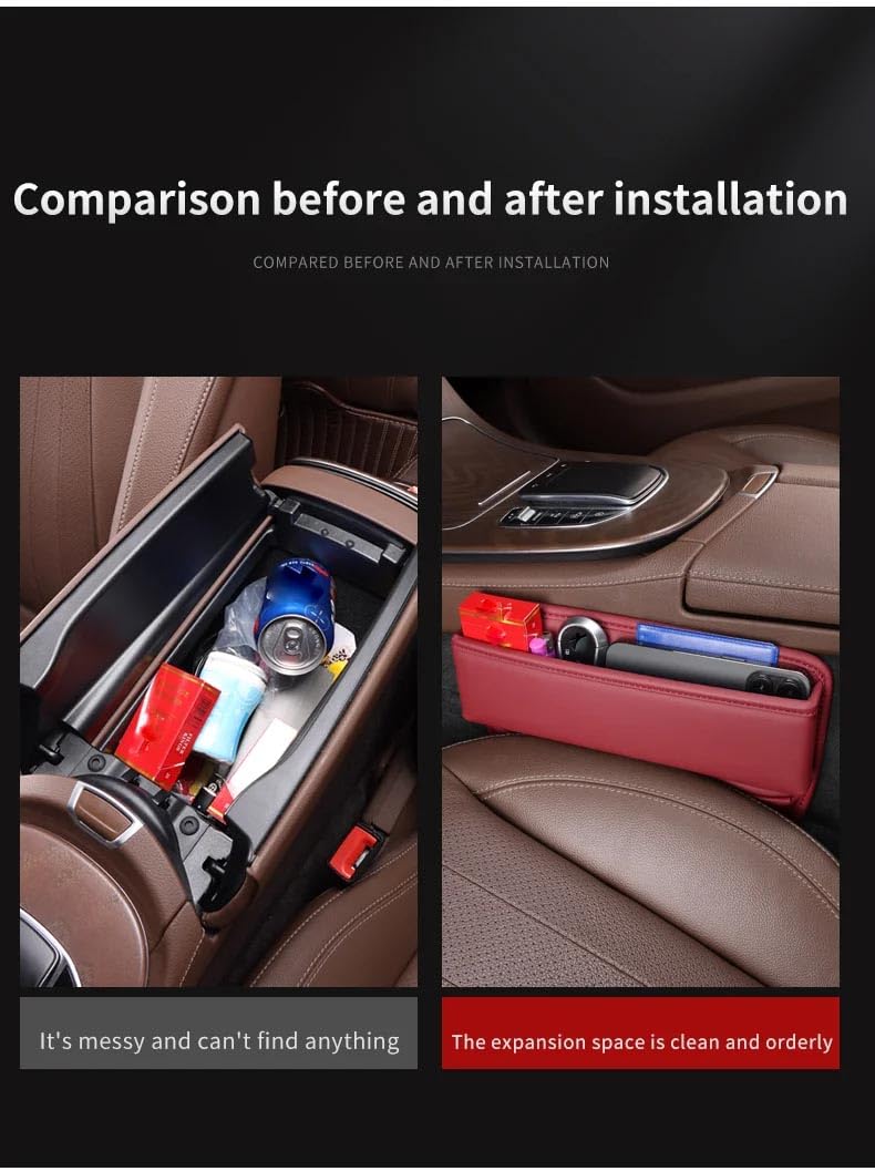 BayDe Auto Seat Pelle Gap Filler Scatola,per Citroen DS Spirit DS3 DS4 DS4S DS5 5LS DS6 DS7 DS Seat Storage Organizer Box multifunzionali Tasca Interior Accessories,A/Black
