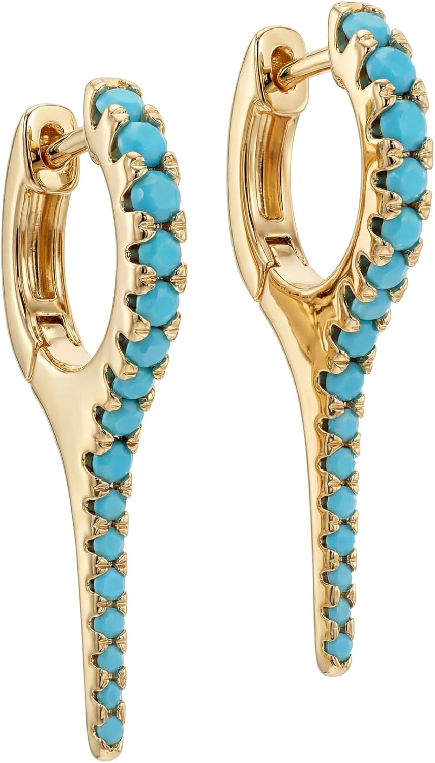 DREMMY STUDIOS Gold Dainty Huggie Hoop Earrings 18K Gold Plated Exquisite Open Tassel Dangle Charm Drop Sleeper Geometric Cross Coin Star Heart White CZ Simple Hypoallergenic Earrings for Women